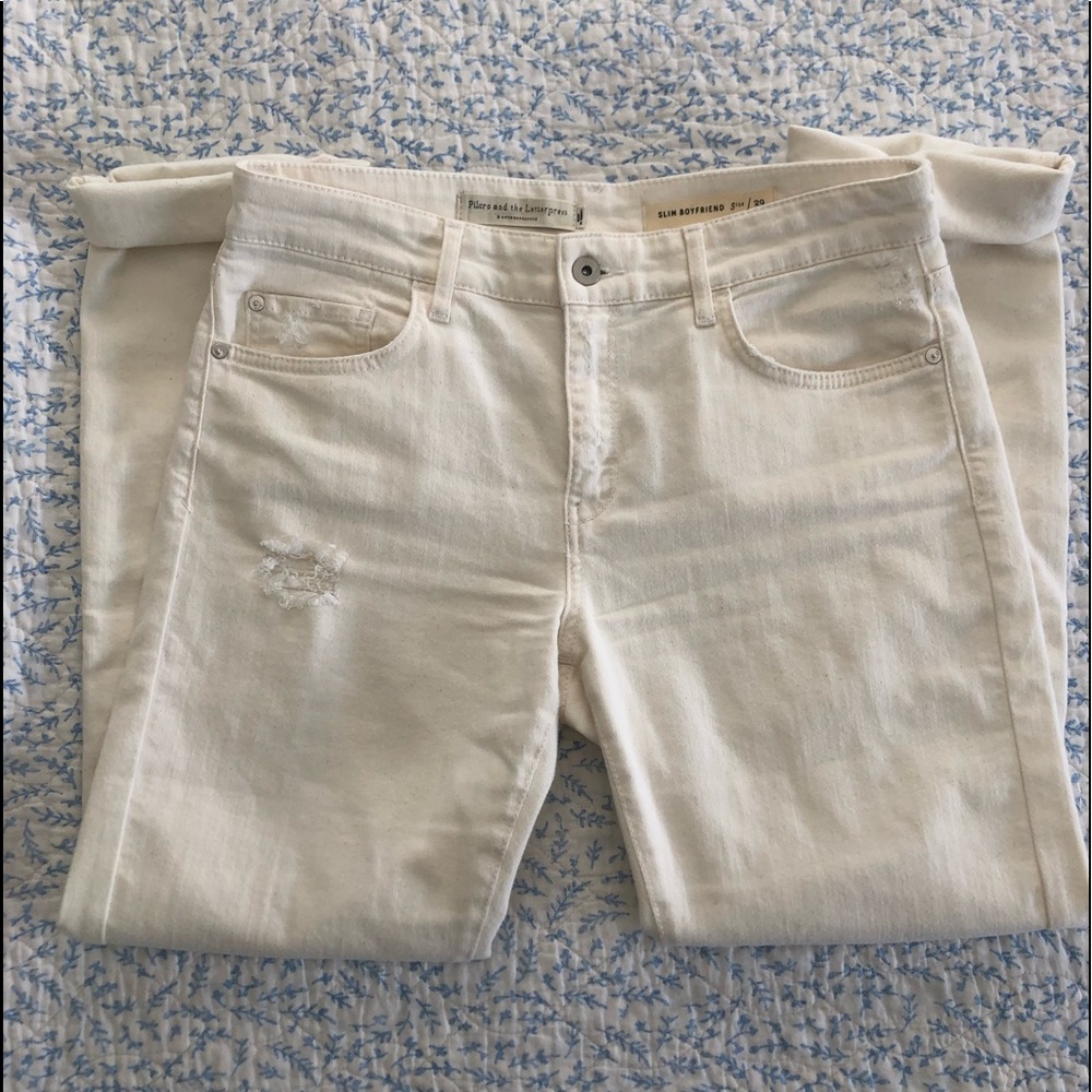 White Pilcro Slim Boyfriend Jeans